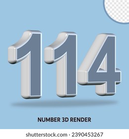 3D render number grey white color