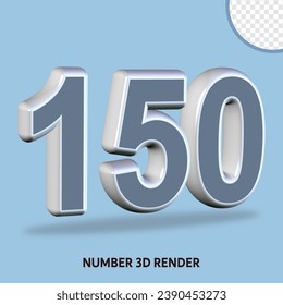 3D render number grey white color