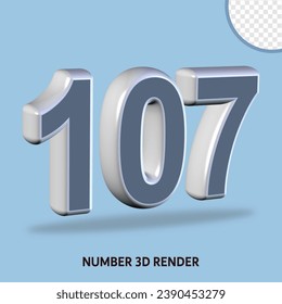 3D render number grey white color