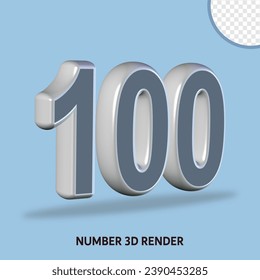 3D render number grey white color