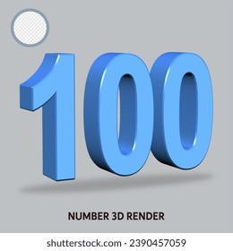 3D render number light blue color