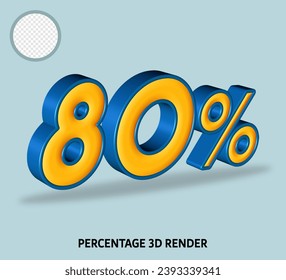 3D render number percentage with blue orange color