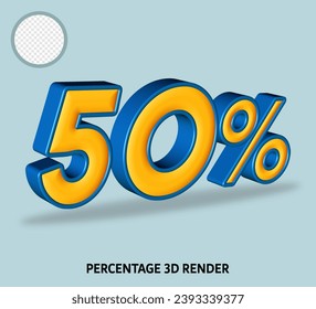 3D render number percentage with blue orange color