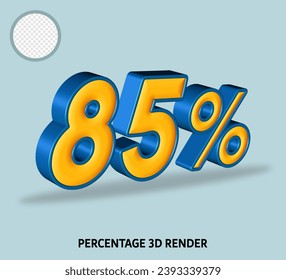3D render number percentage with blue orange color