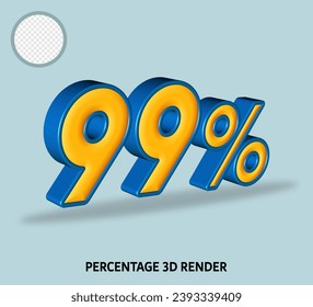 3D render number percentage with blue orange color