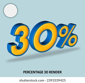 3D render number percentage with blue orange color
