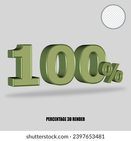 3D render number percentage oliive color