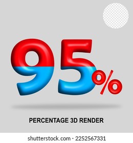 3 D número de representación porcentaje color rojo brillante azul