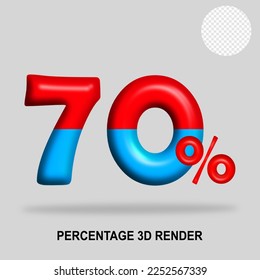 3 D número de representación porcentaje color rojo brillante azul