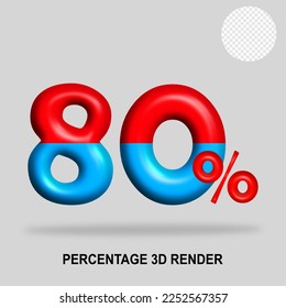3 D número de representación porcentaje color rojo brillante azul