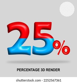 3D-Renderingzahl prozentualer Anteil der roten blauen glänzenden Farbe