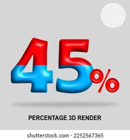 3D-Renderingzahl prozentualer Anteil der roten blauen glänzenden Farbe