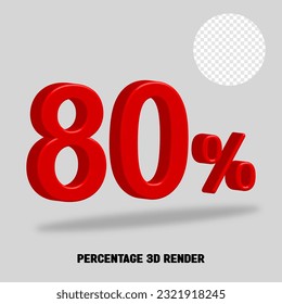 3D render number percentage red color