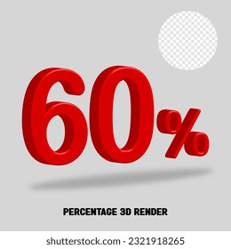 3D render number percentage red color