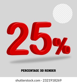 3D render number percentage red color