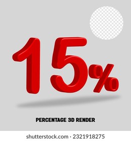 3D render number percentage red color