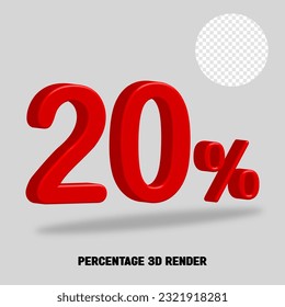 3D render number percentage red color