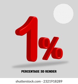 3D render number percentage red color
