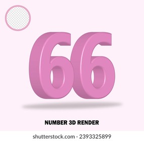 3D render number with pink color glossy
