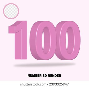 3D render number with pink color glossy