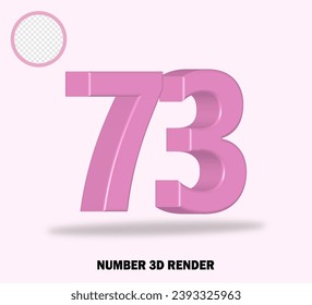 3D render number with pink color glossy