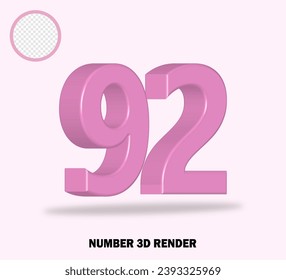 3D render number with pink color glossy