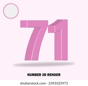 3D render number with pink color glossy