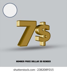3D render number price dollar with gold style