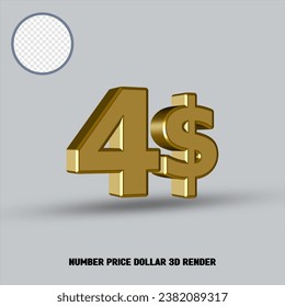 Precio número de renderización 3D dólar con estilo oro