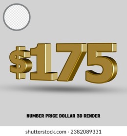Precio número de renderización 3D dólar con estilo oro