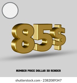 Precio número de renderización 3D dólar con estilo oro