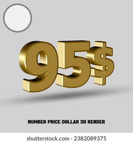 Precio número de renderización 3D dólar con estilo oro