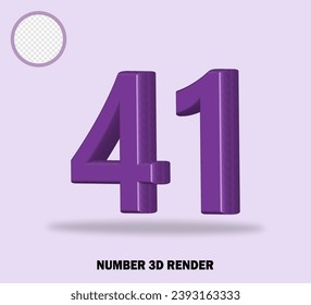 3D render number with purple color glossy