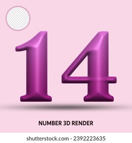 3D render number purple gradient color