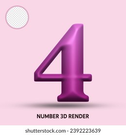 3D render number purple gradient color