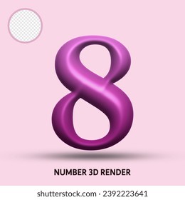 3D render number purple gradient color