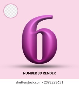 3D render number purple gradient color