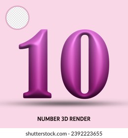 3D render number purple gradient color