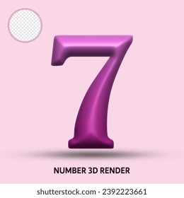 3D render number purple gradient color
