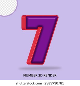 3D-Rendernummer mit violettem und rotem Farbglanz 