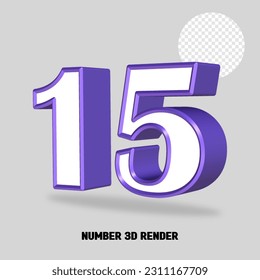 3D render number purple white color