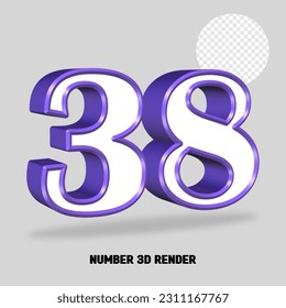 3D render number purple white color