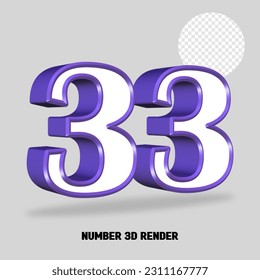 3D render number purple white color
