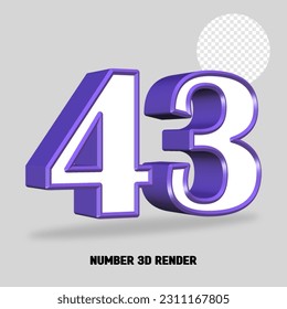 3D render number purple white color