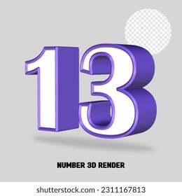 3D render number purple white color