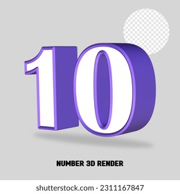 3D render number purple white color