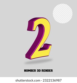 3 D número de representación color amarillo púrpura