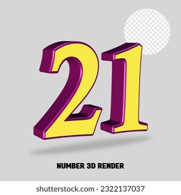 3 D número de representación color amarillo púrpura
