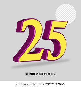 3 D número de representación color amarillo púrpura