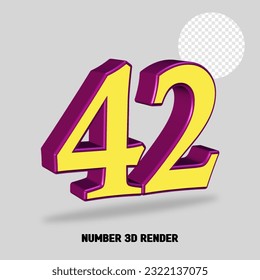 3 D número de representación color amarillo púrpura